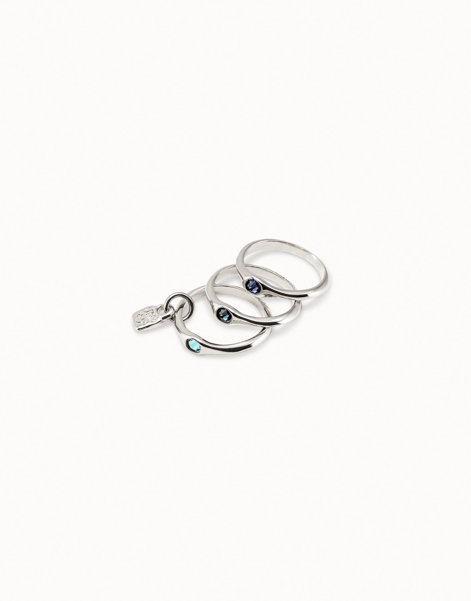 Triple ring with blue crystals - Silver – Starfish Boulder