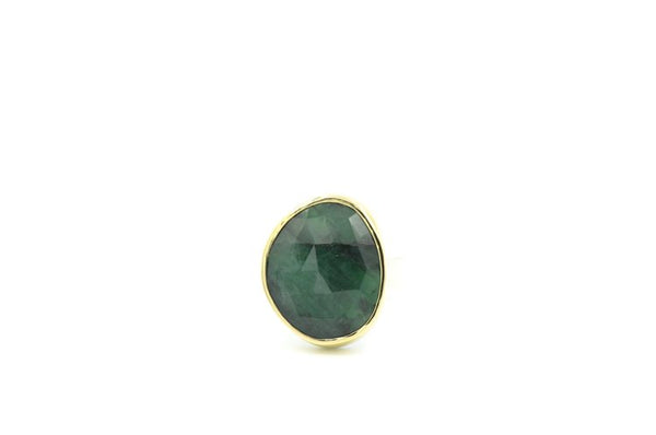 Faceted Emerald - Mixed Metals Ring
