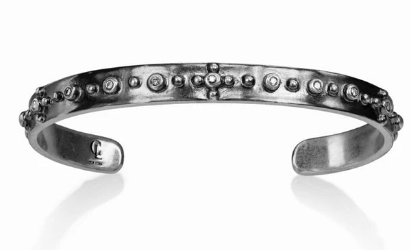 Sterling Silver and Salt and Pepper Diamonds No. 5 Slim Cuff