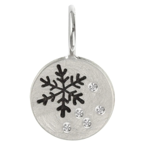Small Snowflake Round Charm Necklace