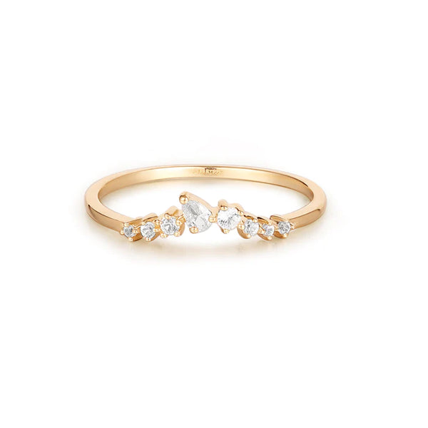 Adora | Pear and Round White Sapphire Curved Ring