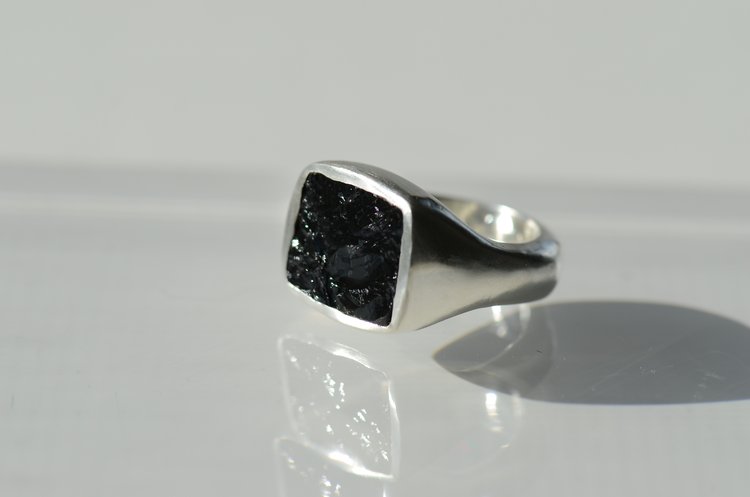 Rough Black Tourmaline Ring