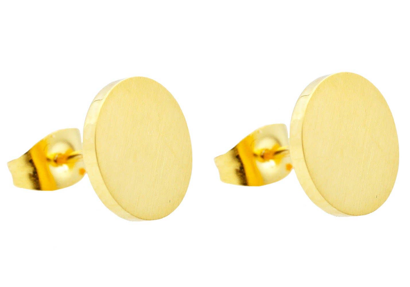 Men's 10mm Gold Stainless Steel Stud Earrings