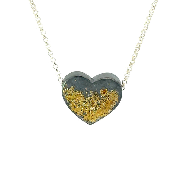 Dusty Heart Necklace with Diamond