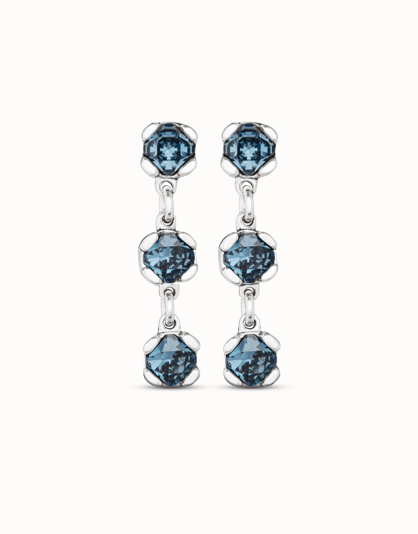 Drop Earrings with Blue Crystals