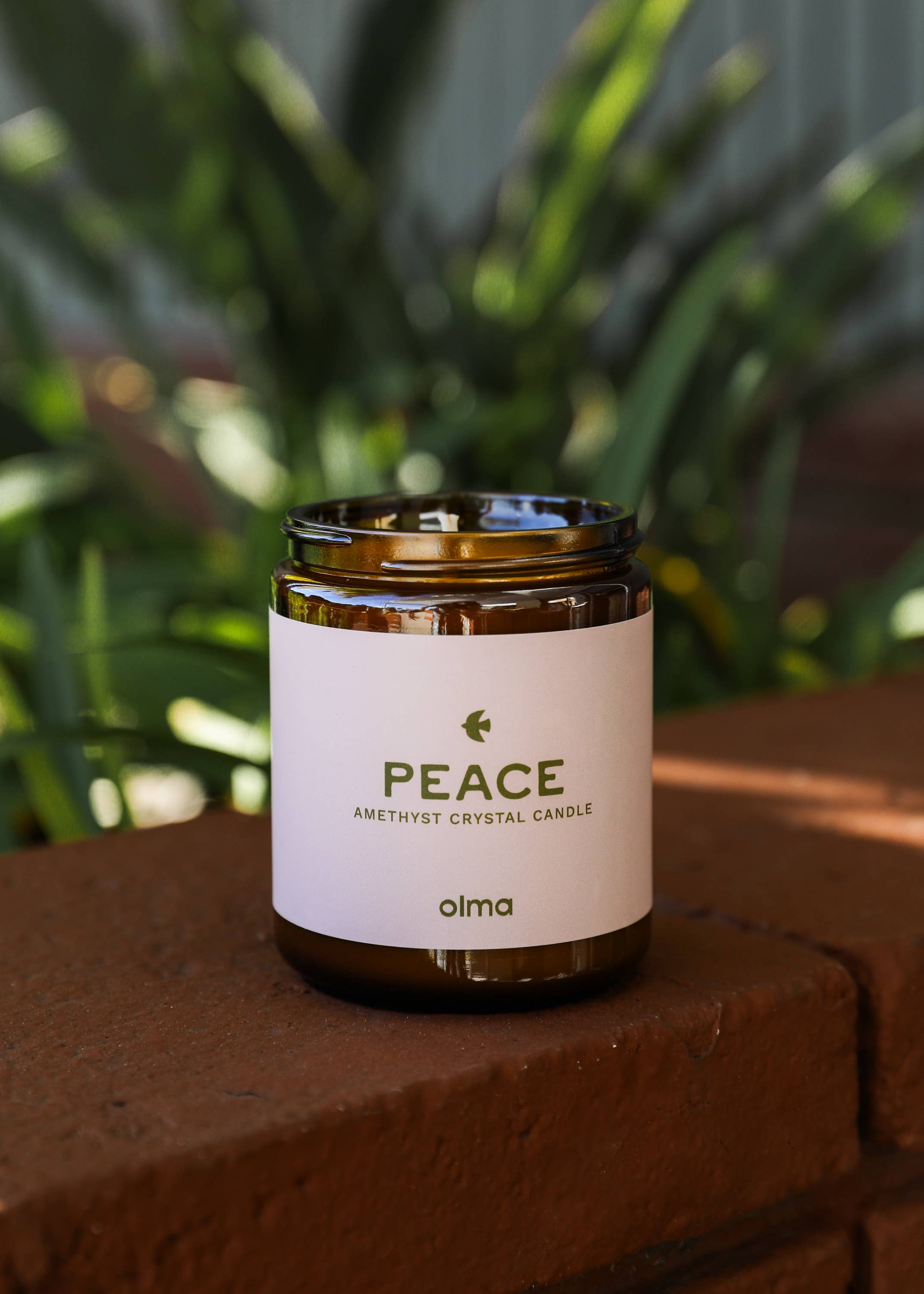 Peace Intention Candle - Amethyst Crystal - Amber