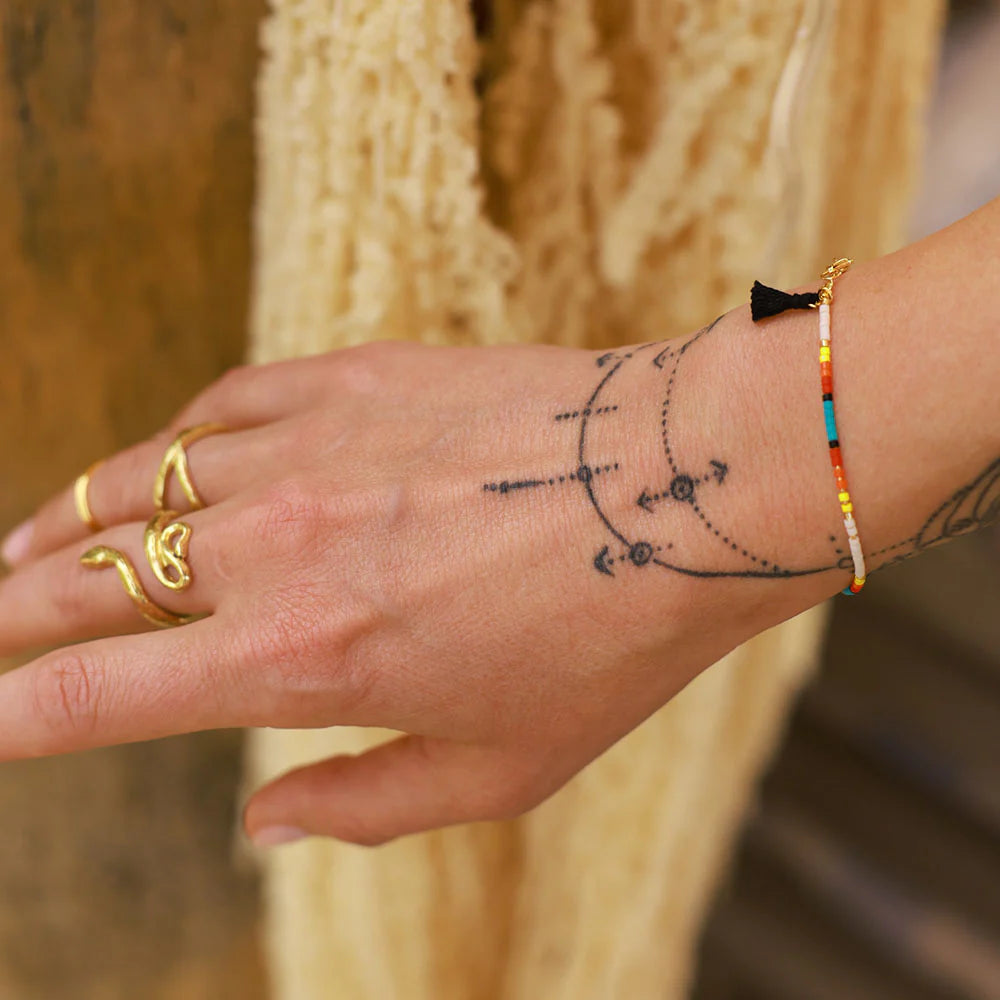 Miyuki Japanese Beads & 14k Gold Dipped Chain - Rainbow