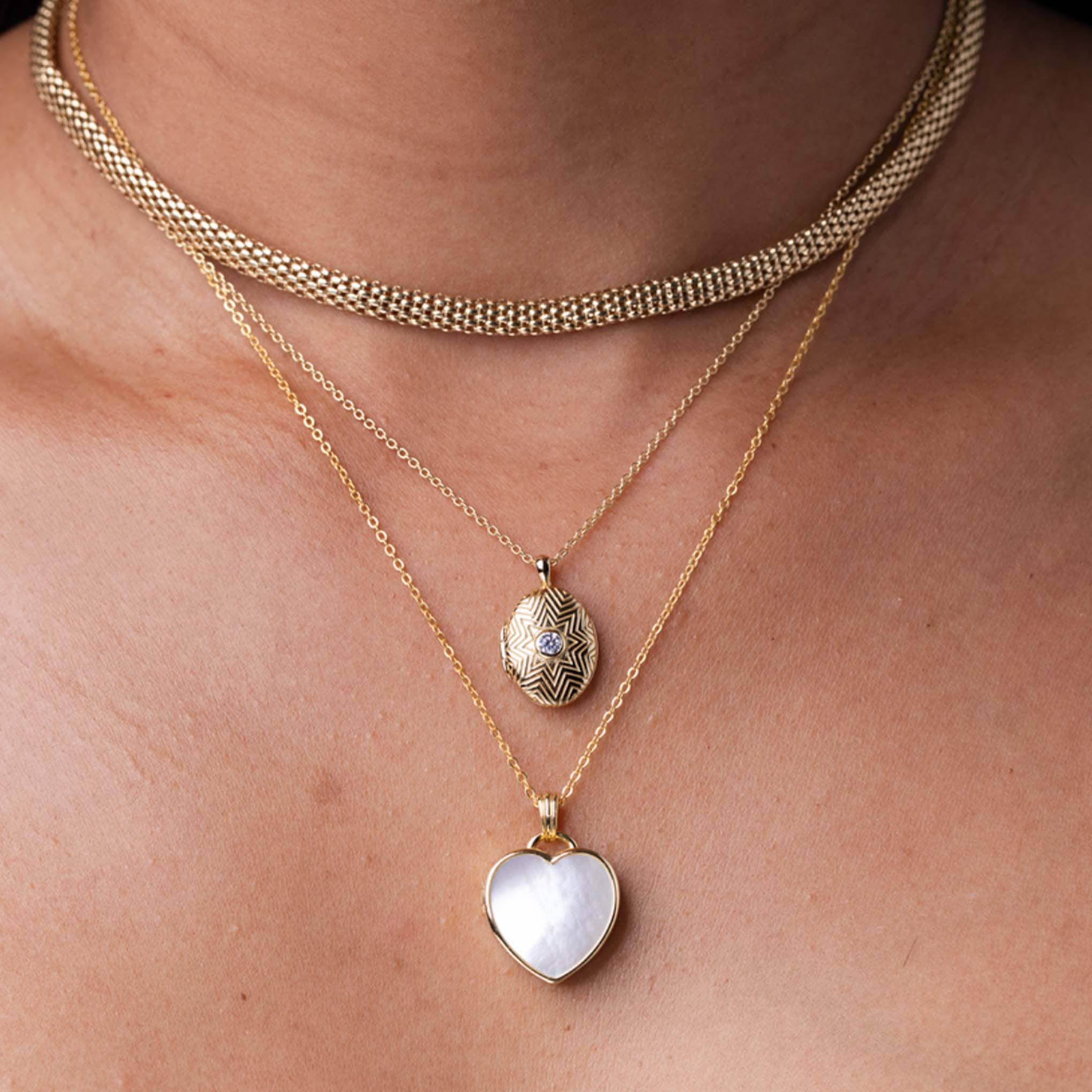 Mother of Pearl Heart Locket