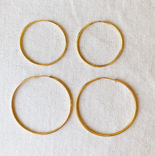 18k Gold Filled Hollowed Endless Continuous Hoop Earrings 40