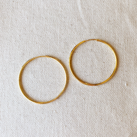 18k Gold Filled Hollowed Endless Continuous Hoop Earrings 40