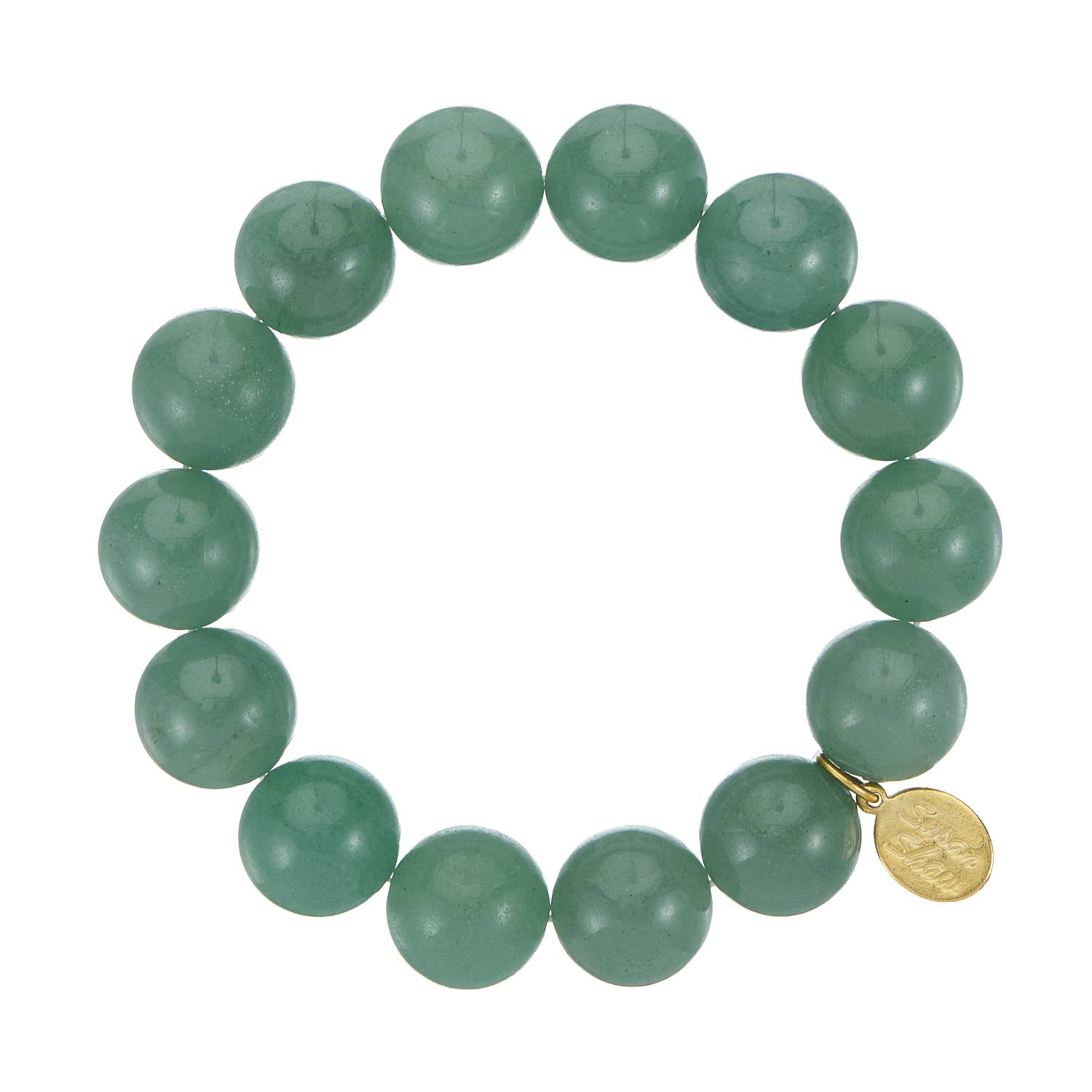 14mm Green Jade Stretch Bracelet