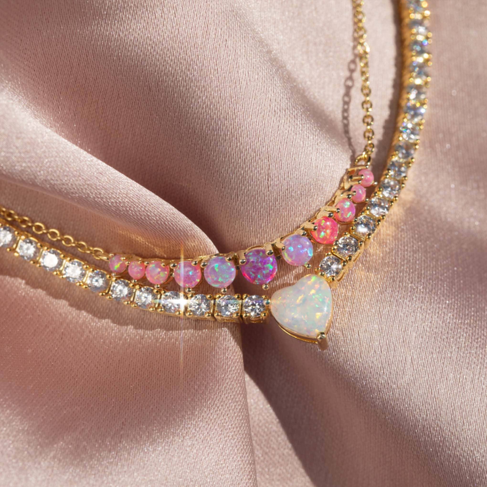 Pink Opal Ombre Cascade Necklace