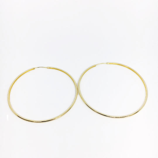 18k Gold Filled Hollowed Endless Continuous Hoop Earrings 40