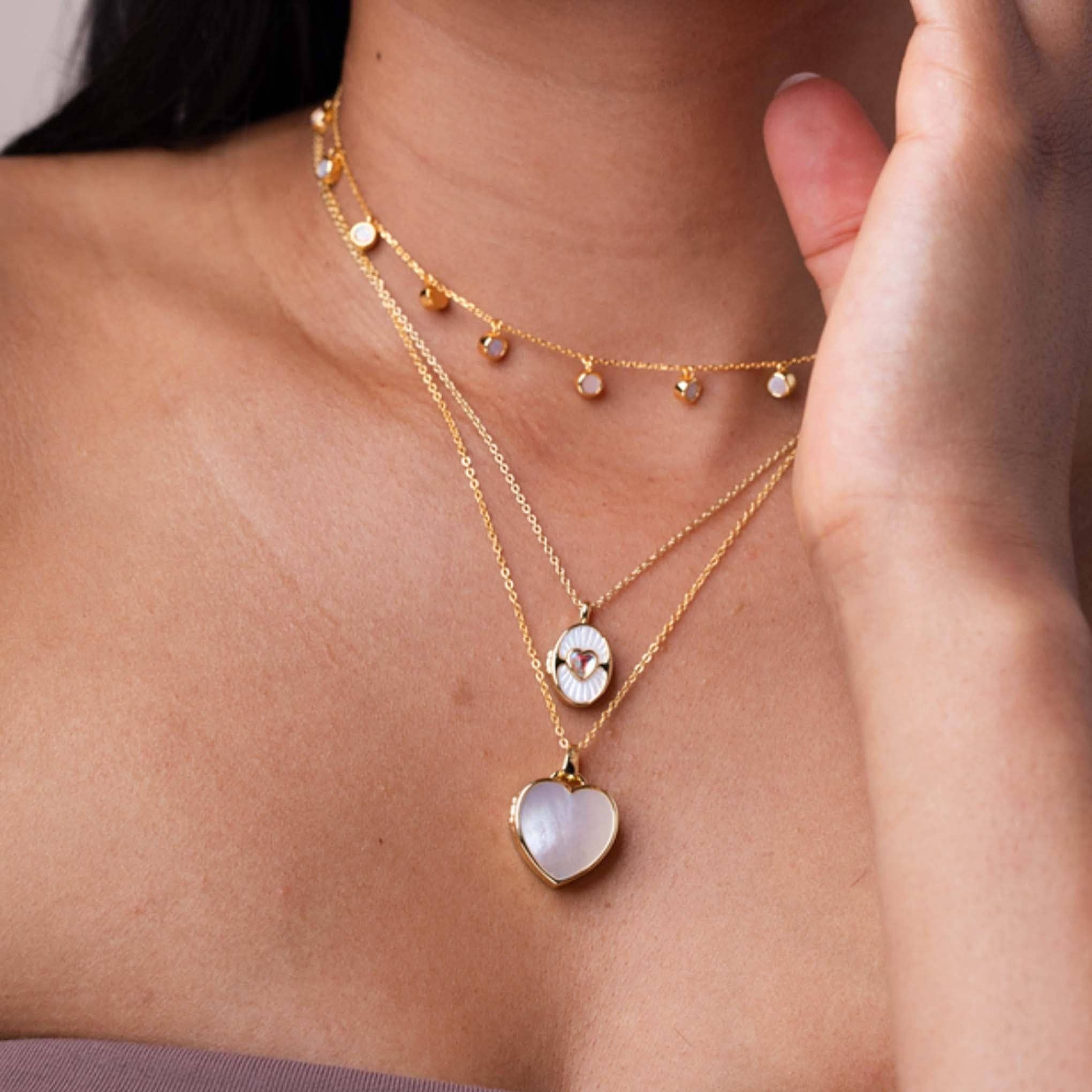 Mother of Pearl Heart Locket