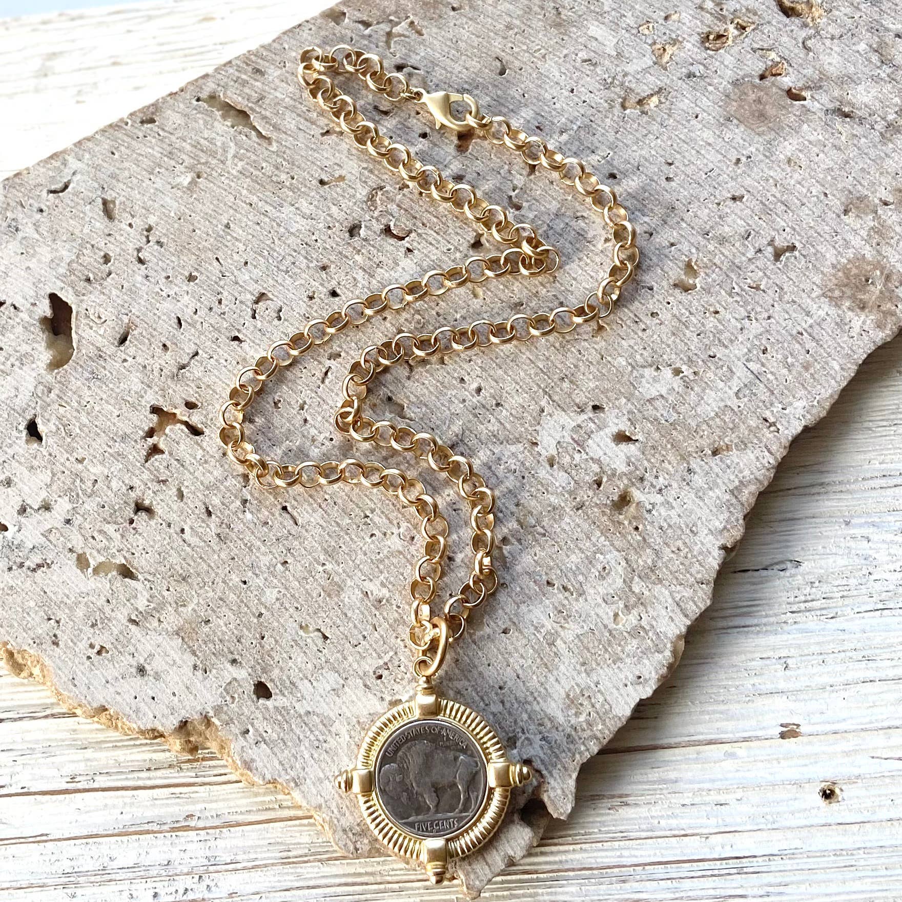 Buffalo coin necklace  Montana Colorado Idaho jewlery