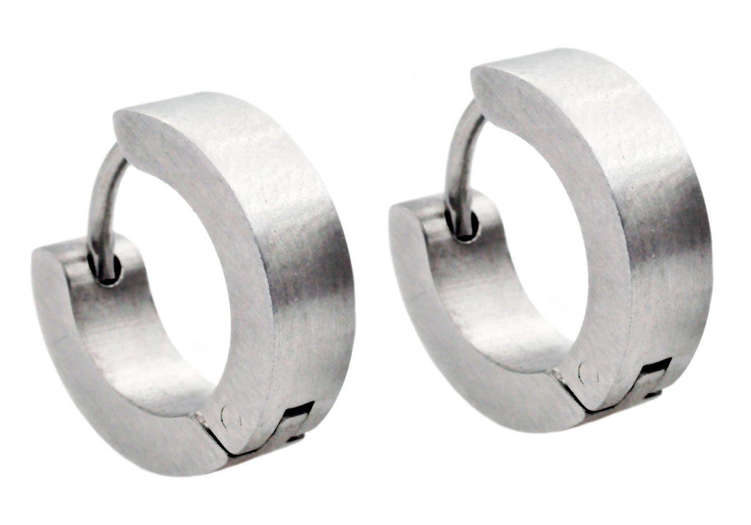 Men's 14mm Stainless Steel Hoop Earrings