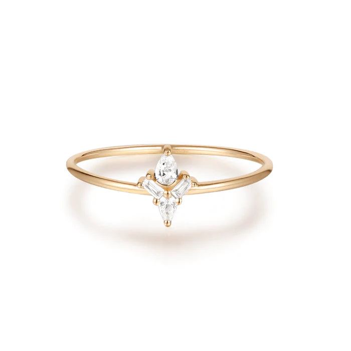 AURORA | Pear and Baguette White Sapphire Ring