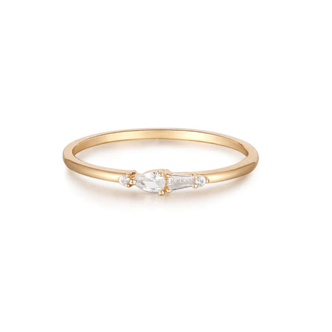 Gemma - Pear, Baguette and Round White Sapphire Ring