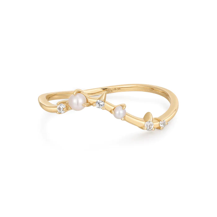 ADELLA | Pearl and White Sapphire Curved Ring