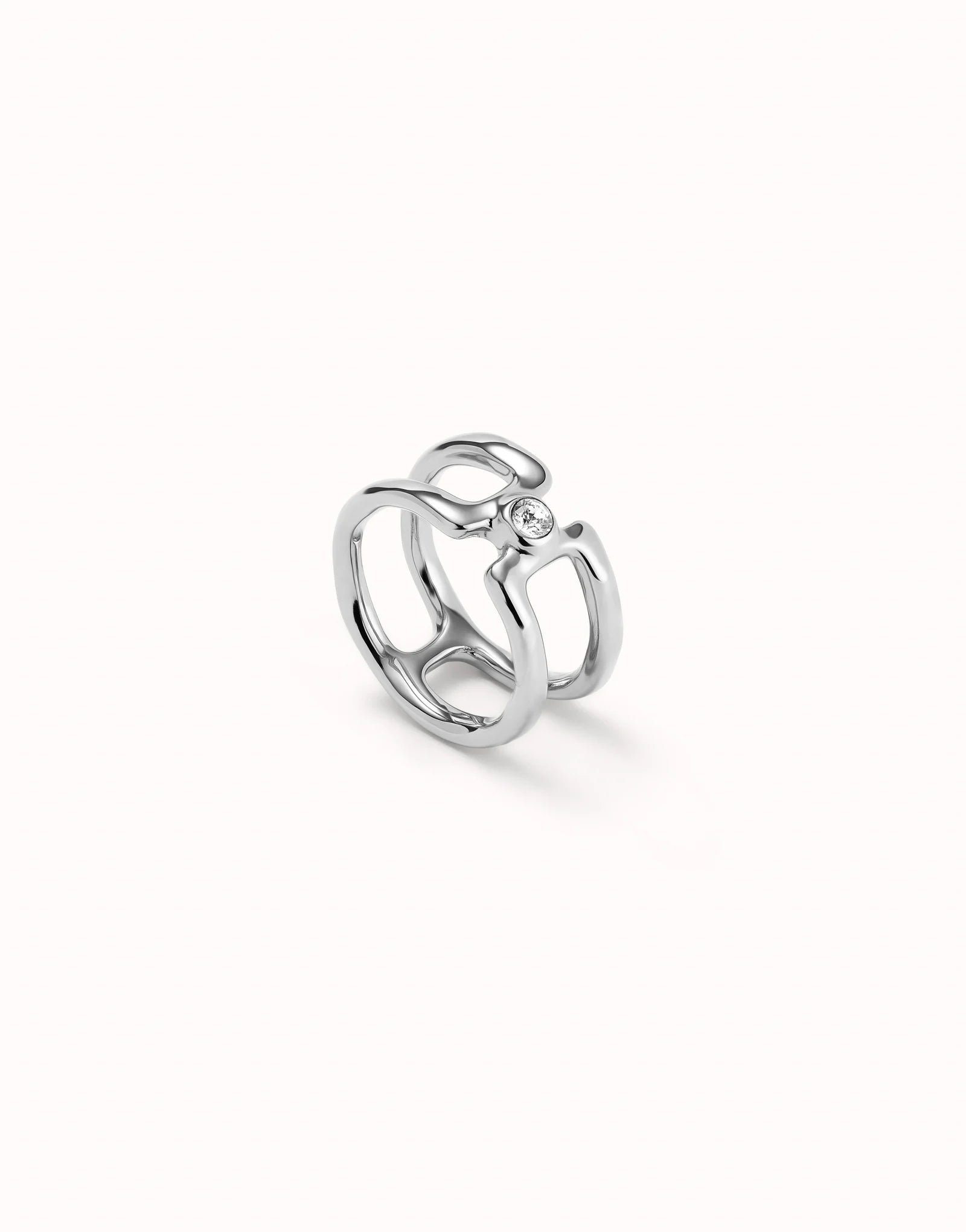 Double Ring with White Topaz