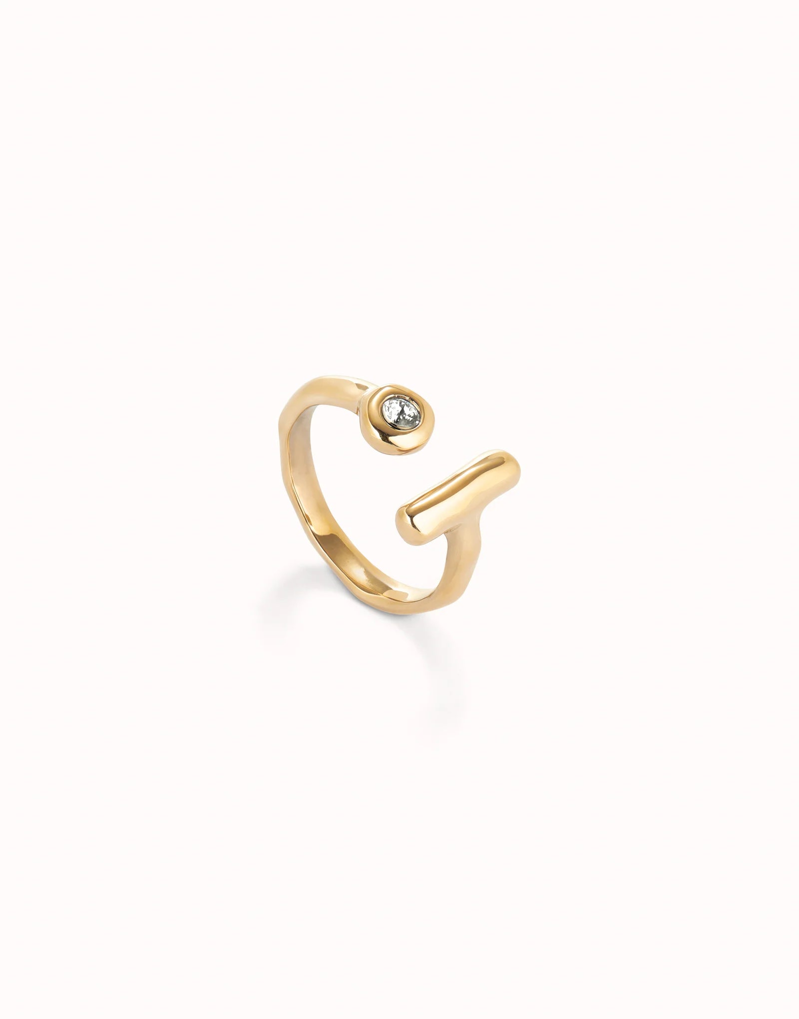 Open ring with white topaz - Gold