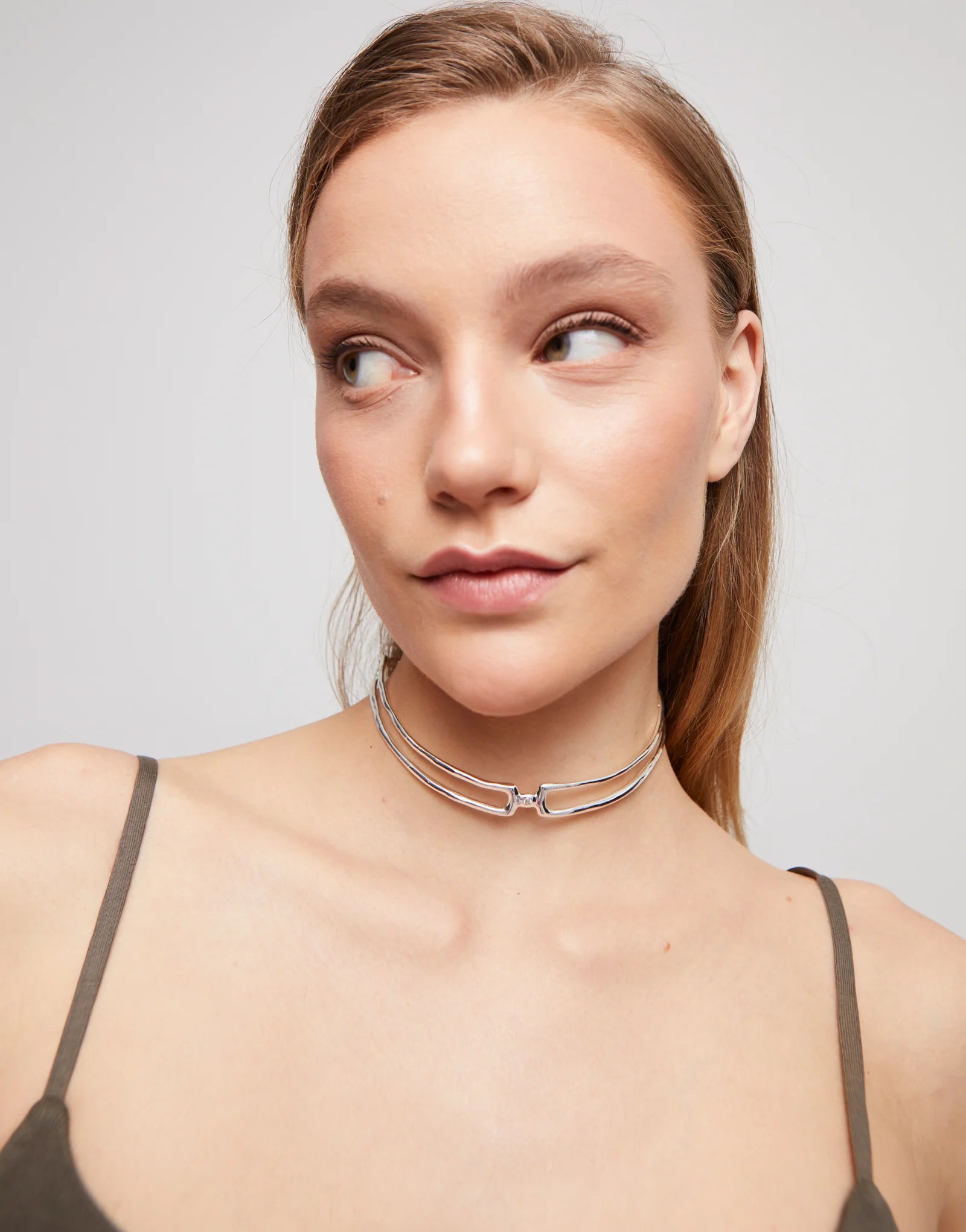Choker necklace with white topaz - Silver