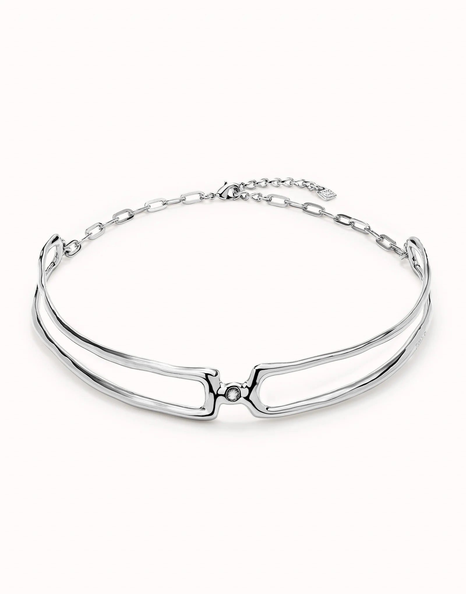 Choker necklace with white topaz - Silver