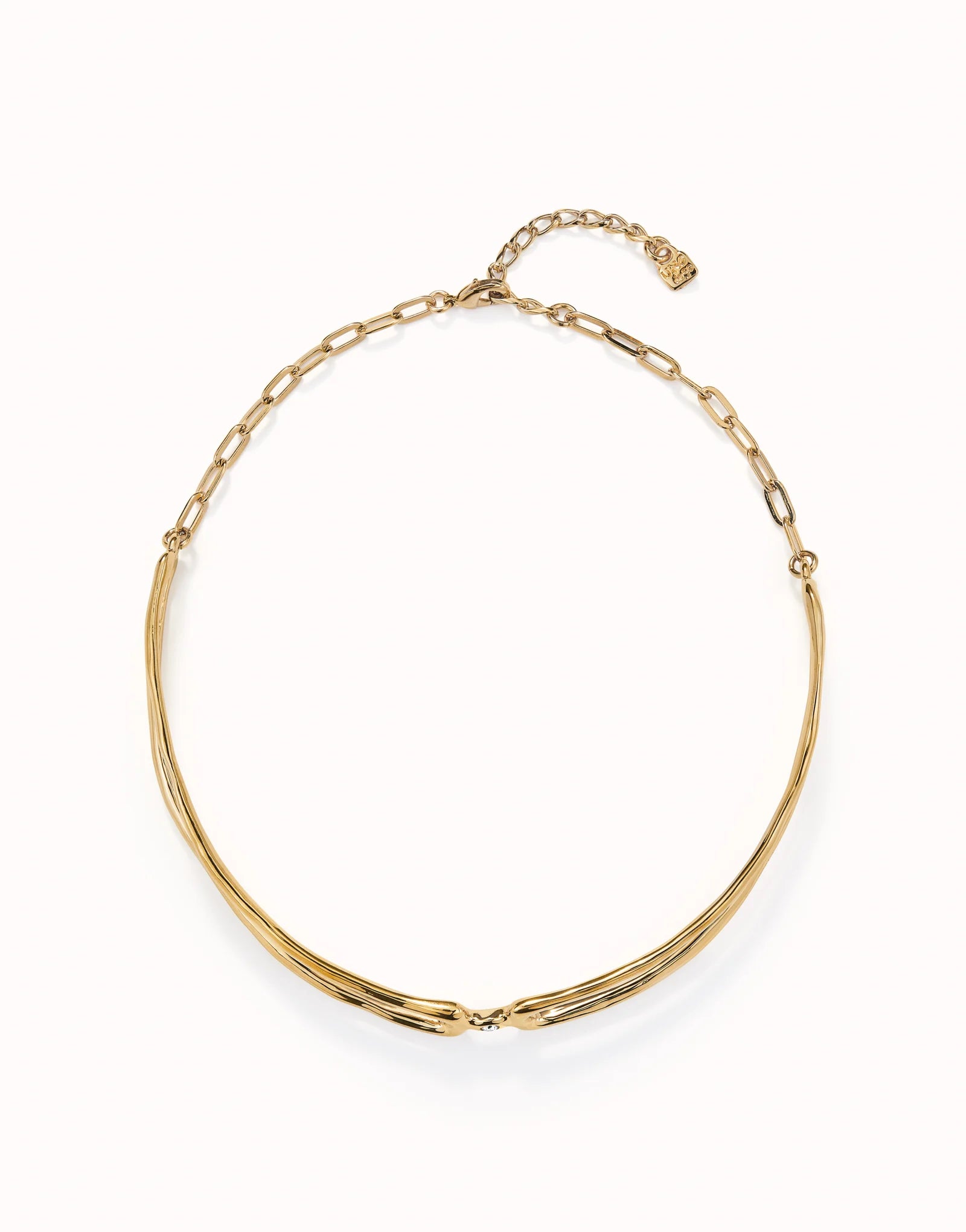 Choker necklace with white topaz - Gold