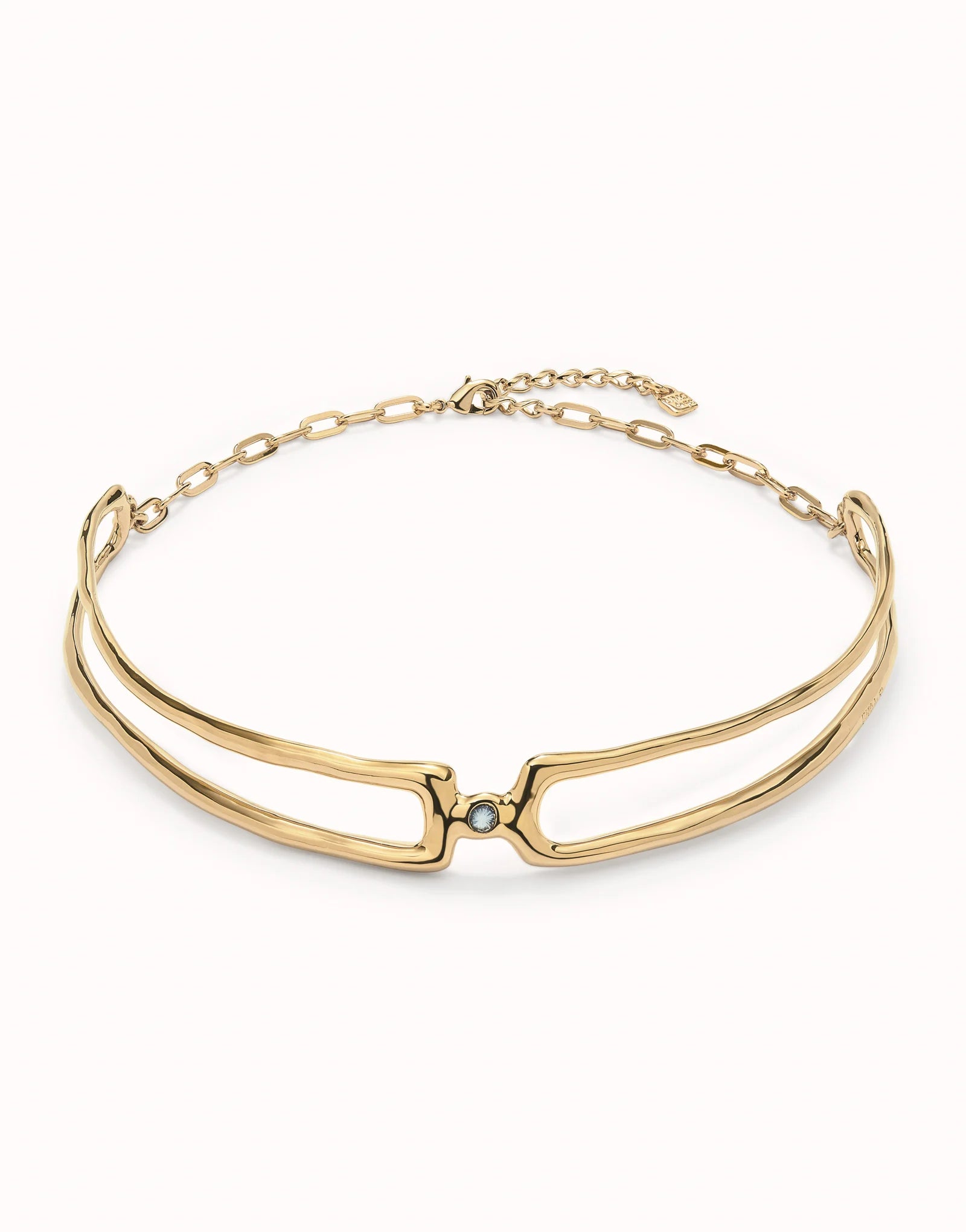 Choker necklace with white topaz - Gold