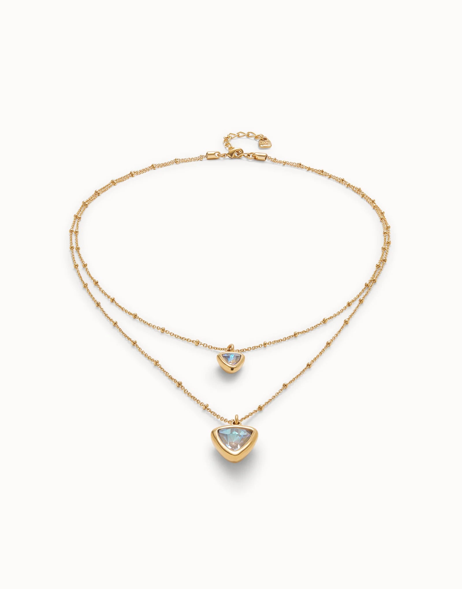 Multi-layer pendant link chain necklace with crystal