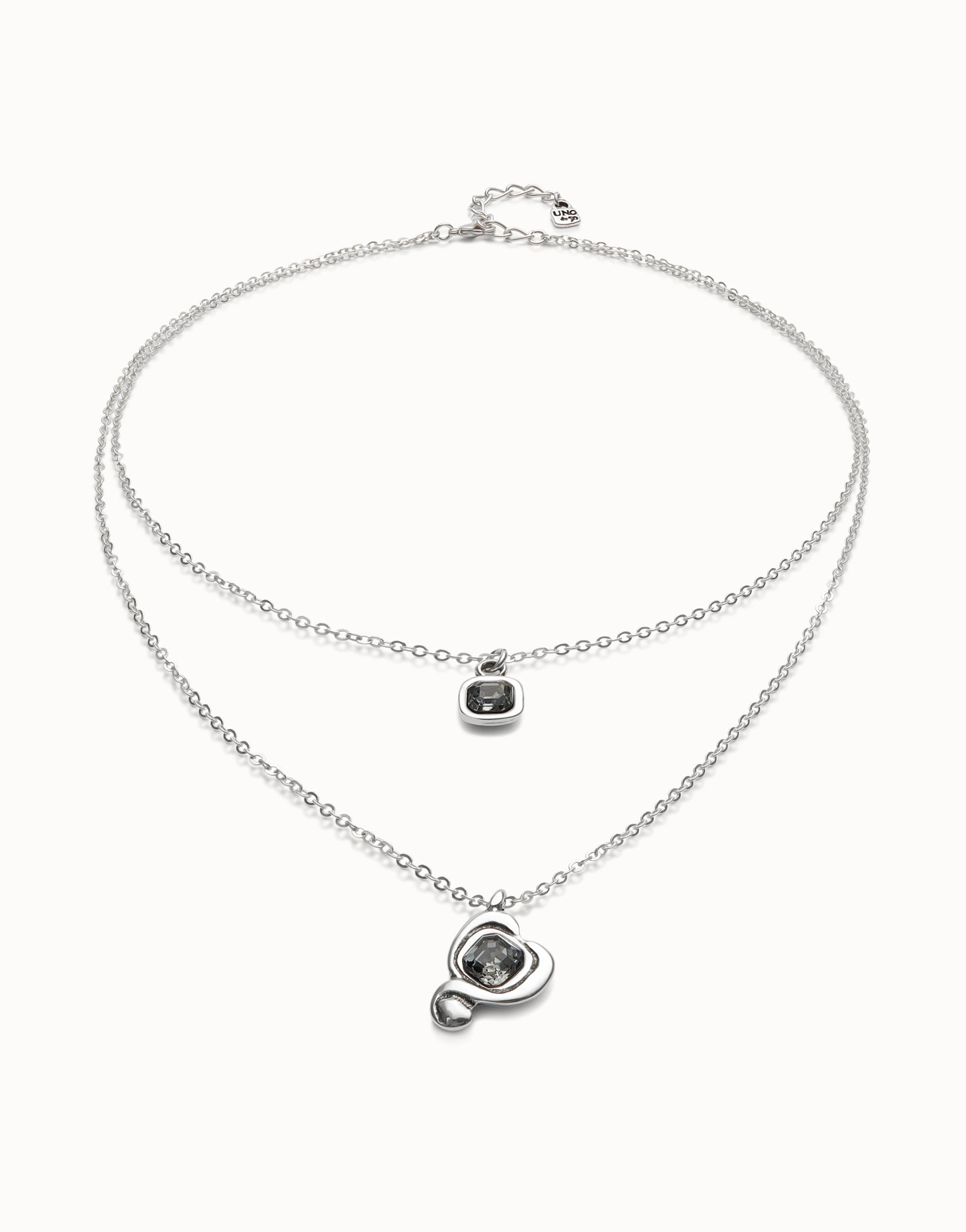 Multi-layer pendant link chain necklace with heart charm