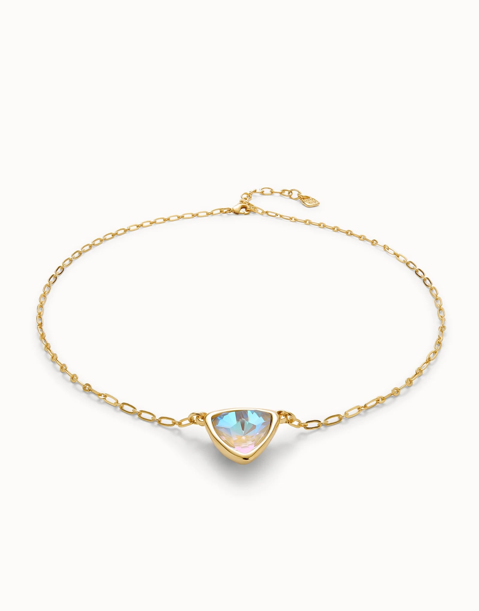 Pendant chain link necklace with multicolor crystal