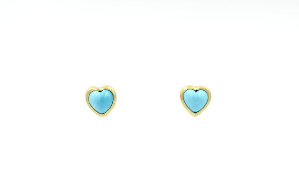 Tiny Little Turquoise Heart Stud Earrings