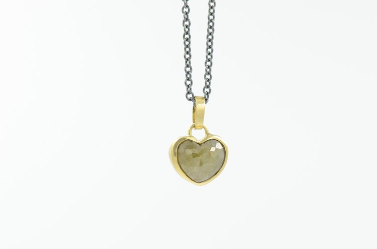 Rustic Diamond Heart Necklace