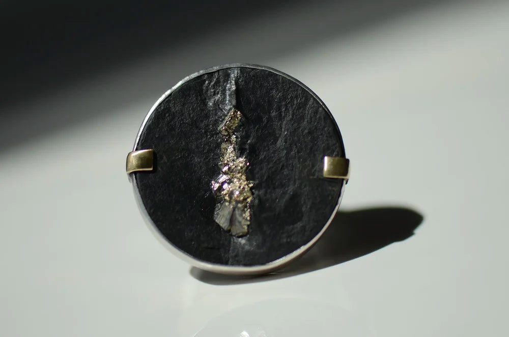 Pyrite in Slate Statement Ring