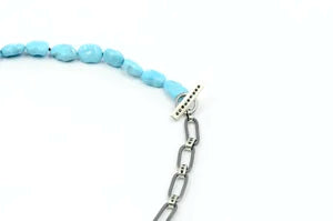 Turquoise Pebble Chain with Black Spinel Necklace