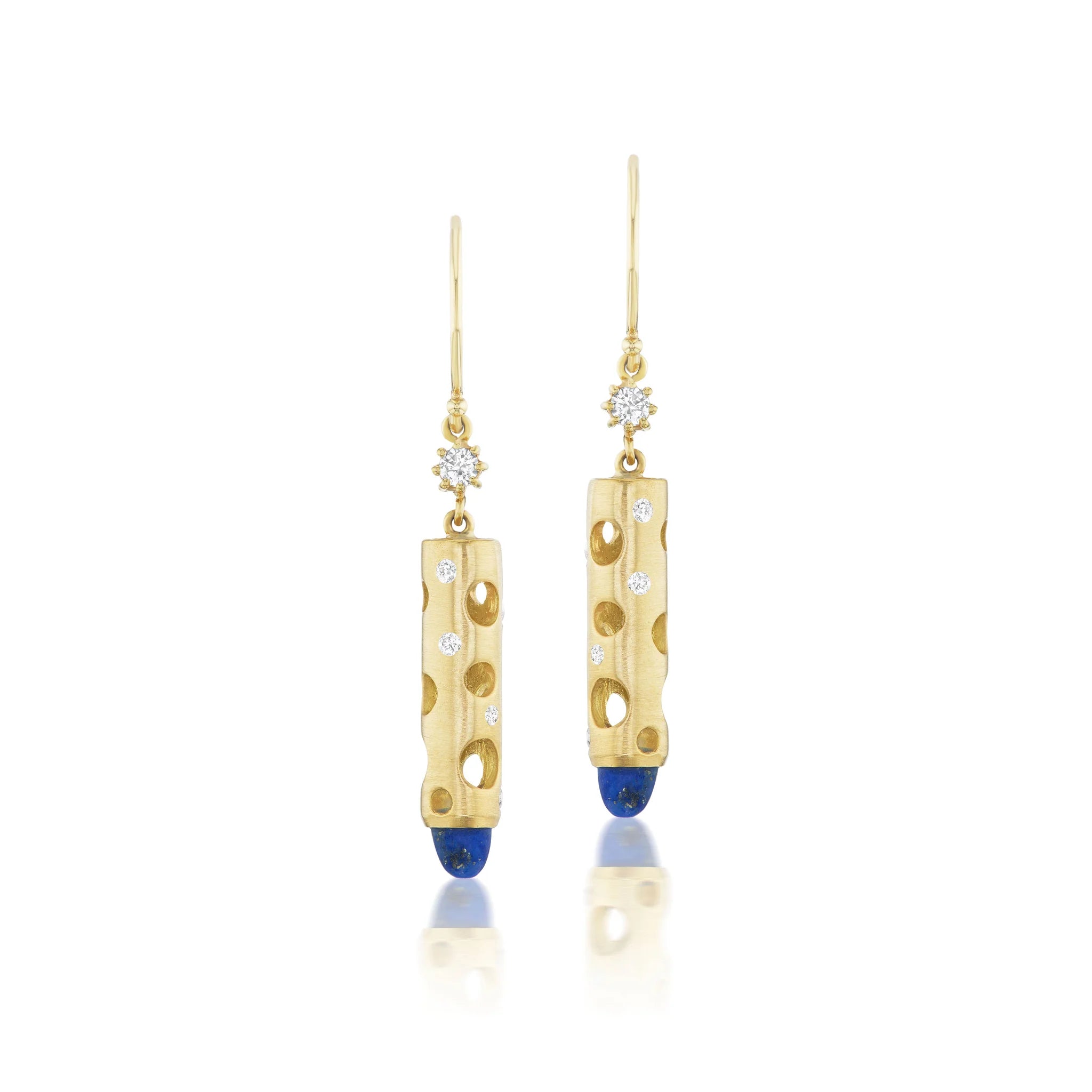 Lapis Lazuli Holly Tube Dangle Earrings