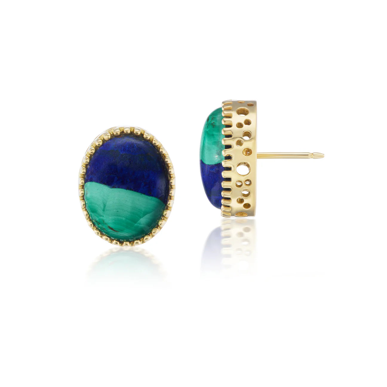 Azurmalachite Oval Oculus Large Studs