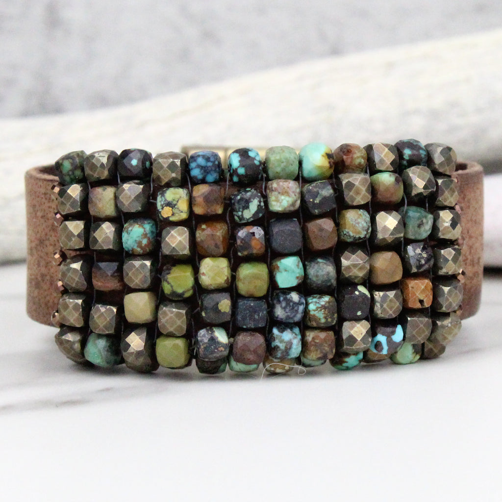 Turquoise and Pyrite Bracelet