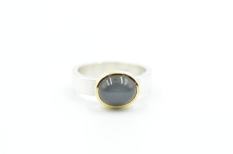 Gray Moonstone - Mixed Metals Ring