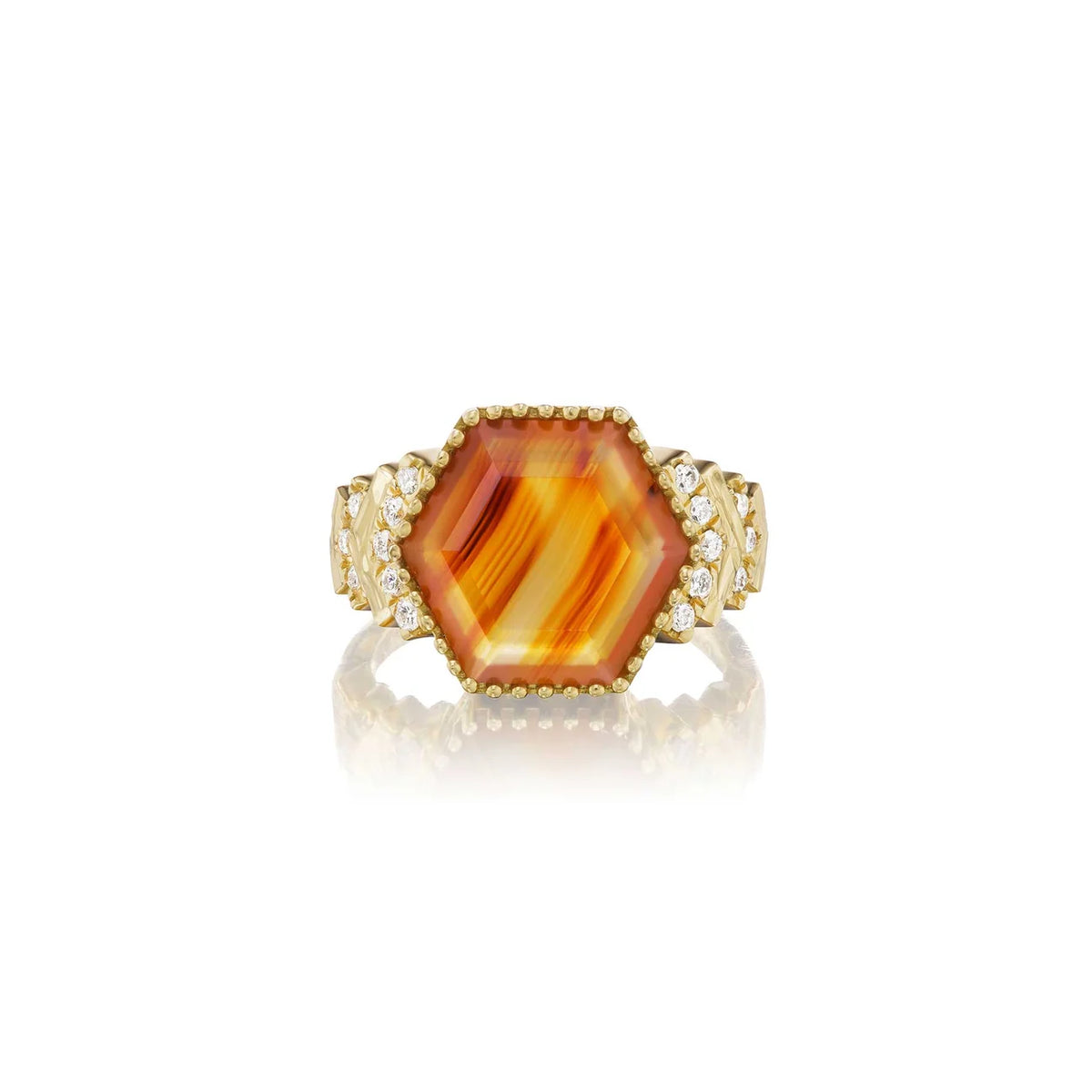 Hex-Agate-Chevron Steps ring Size 7
