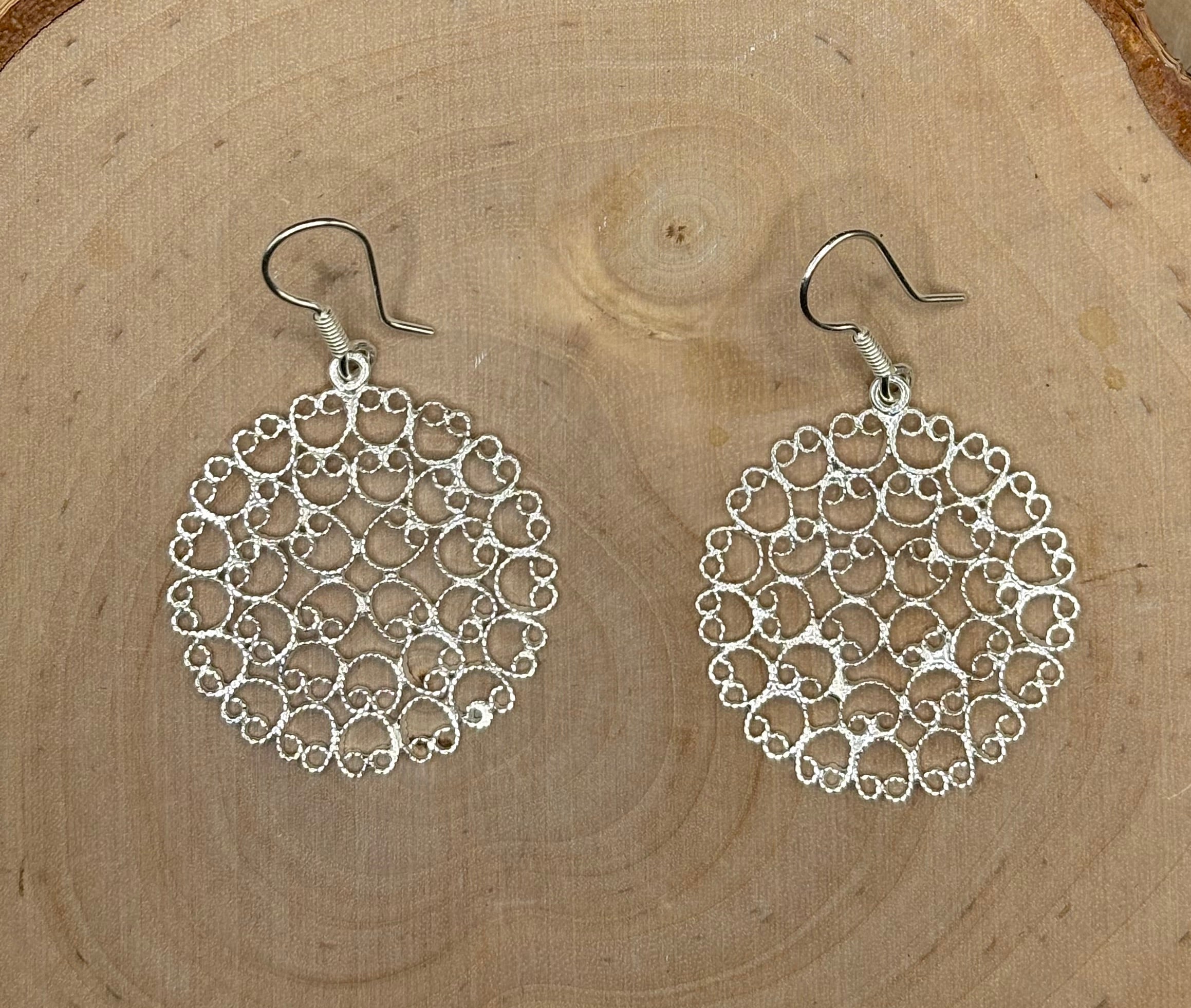 Filigree Circle Drop hoops