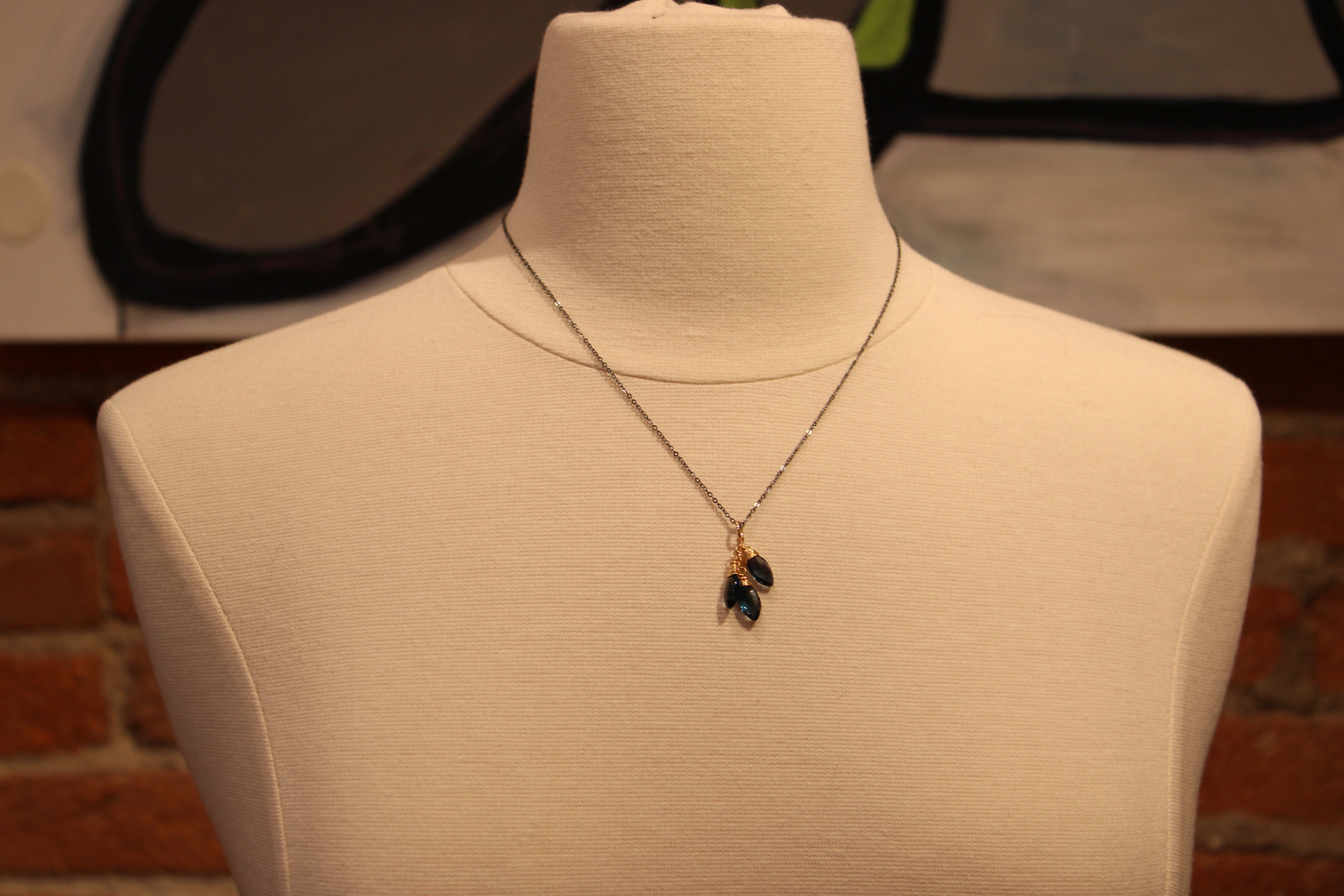 Blue Topaz on Oxidized Silver