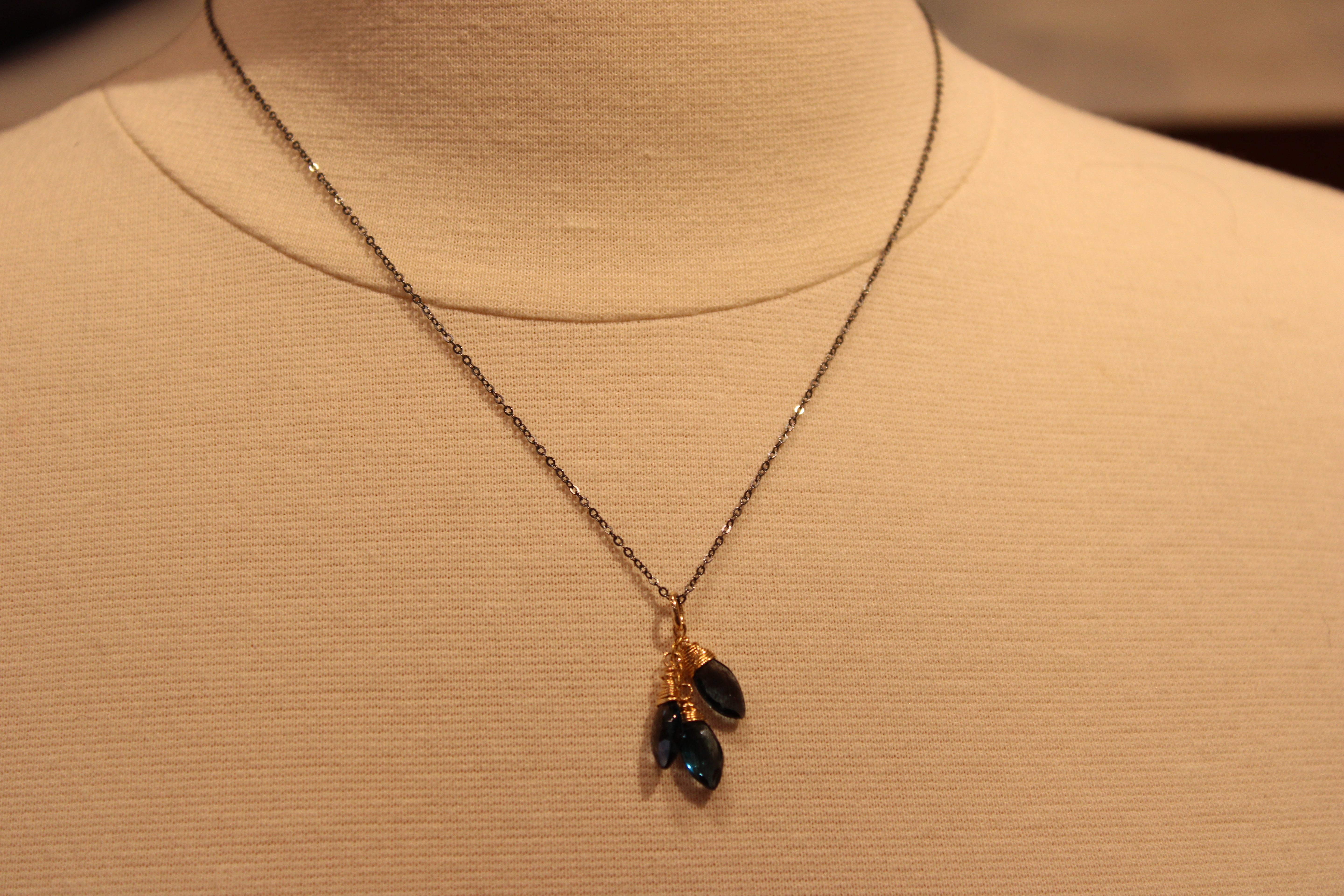Blue Topaz on Oxidized Silver