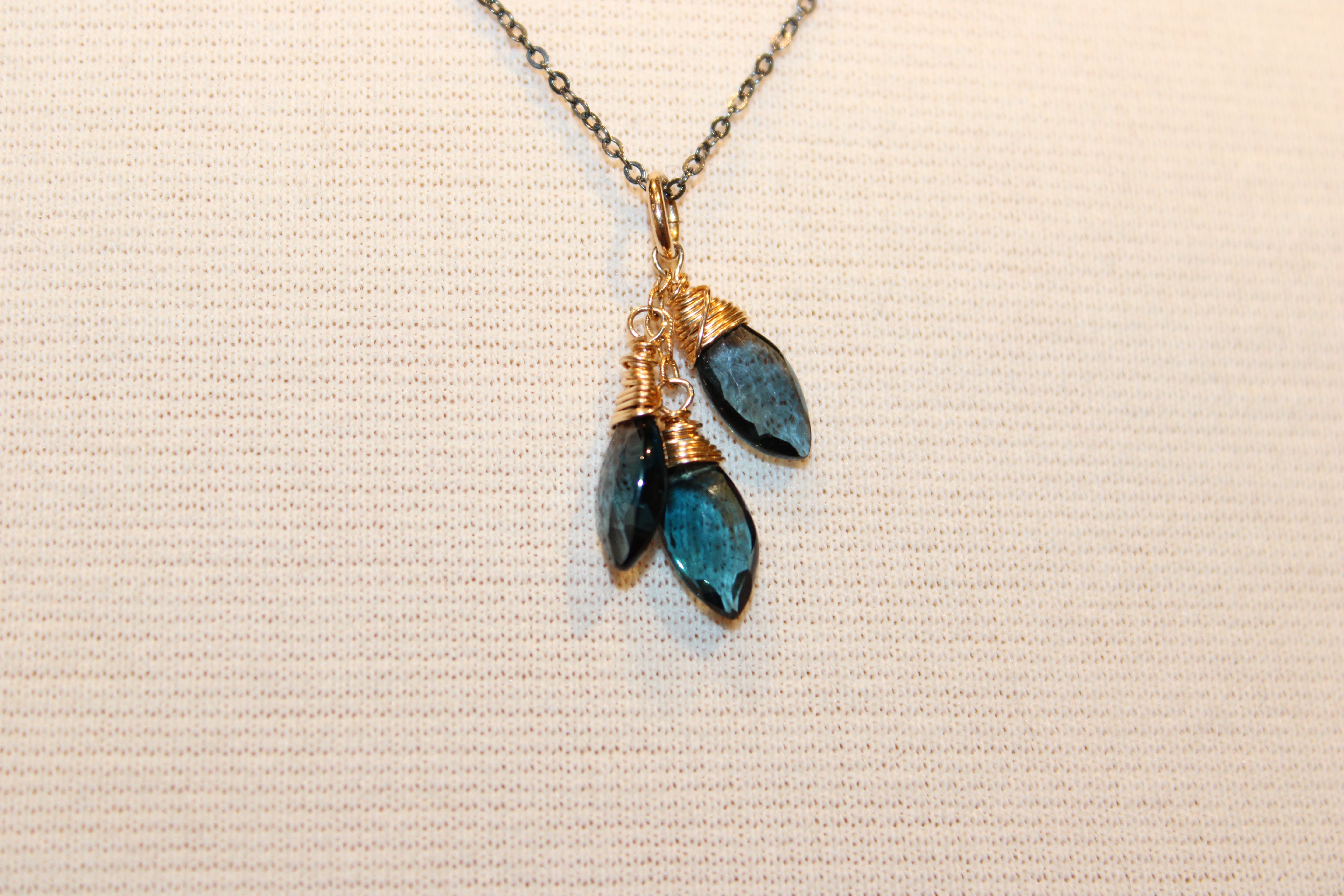 Blue Topaz on Oxidized Silver
