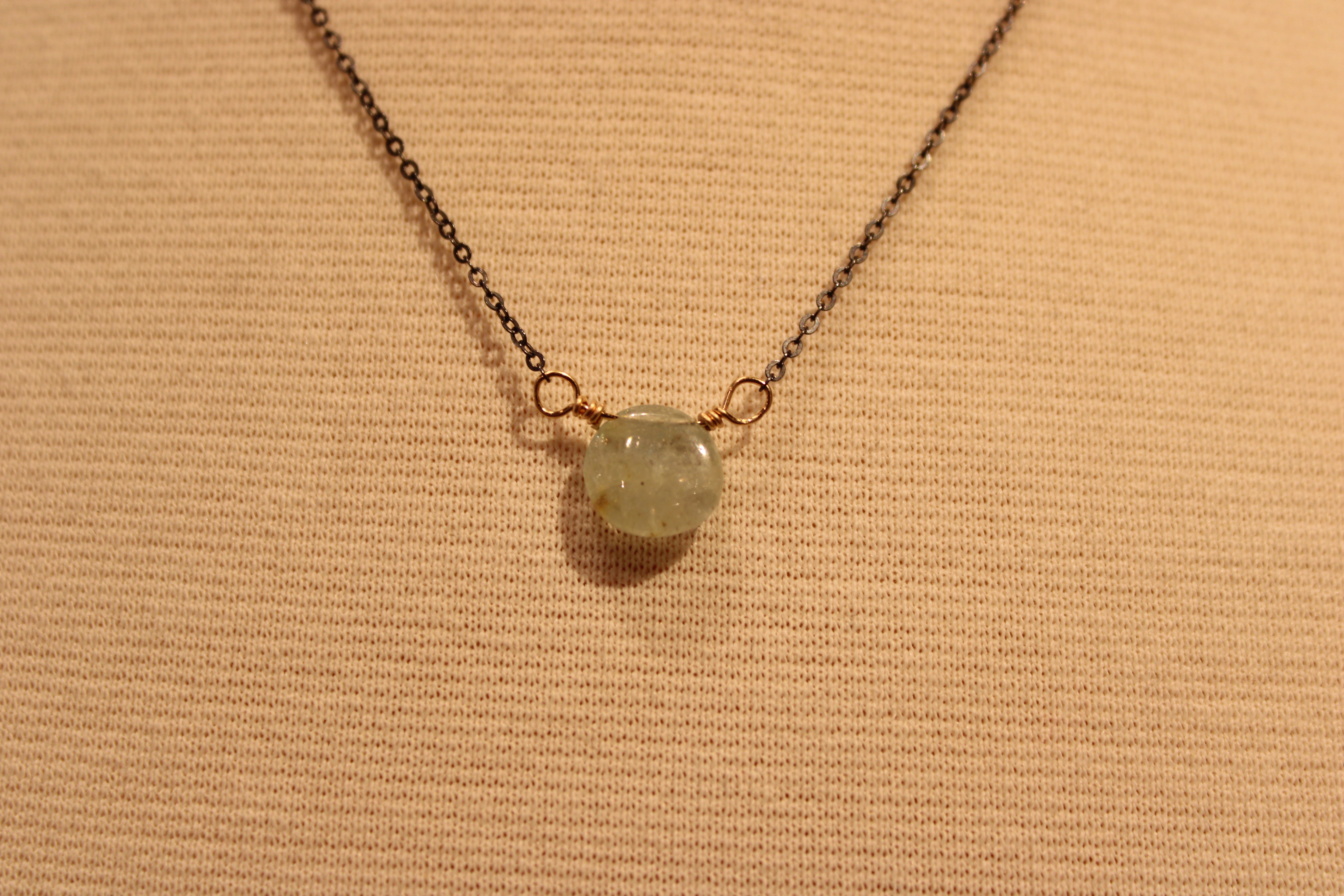 Single Stone Aquamarine on Oxidized Silver