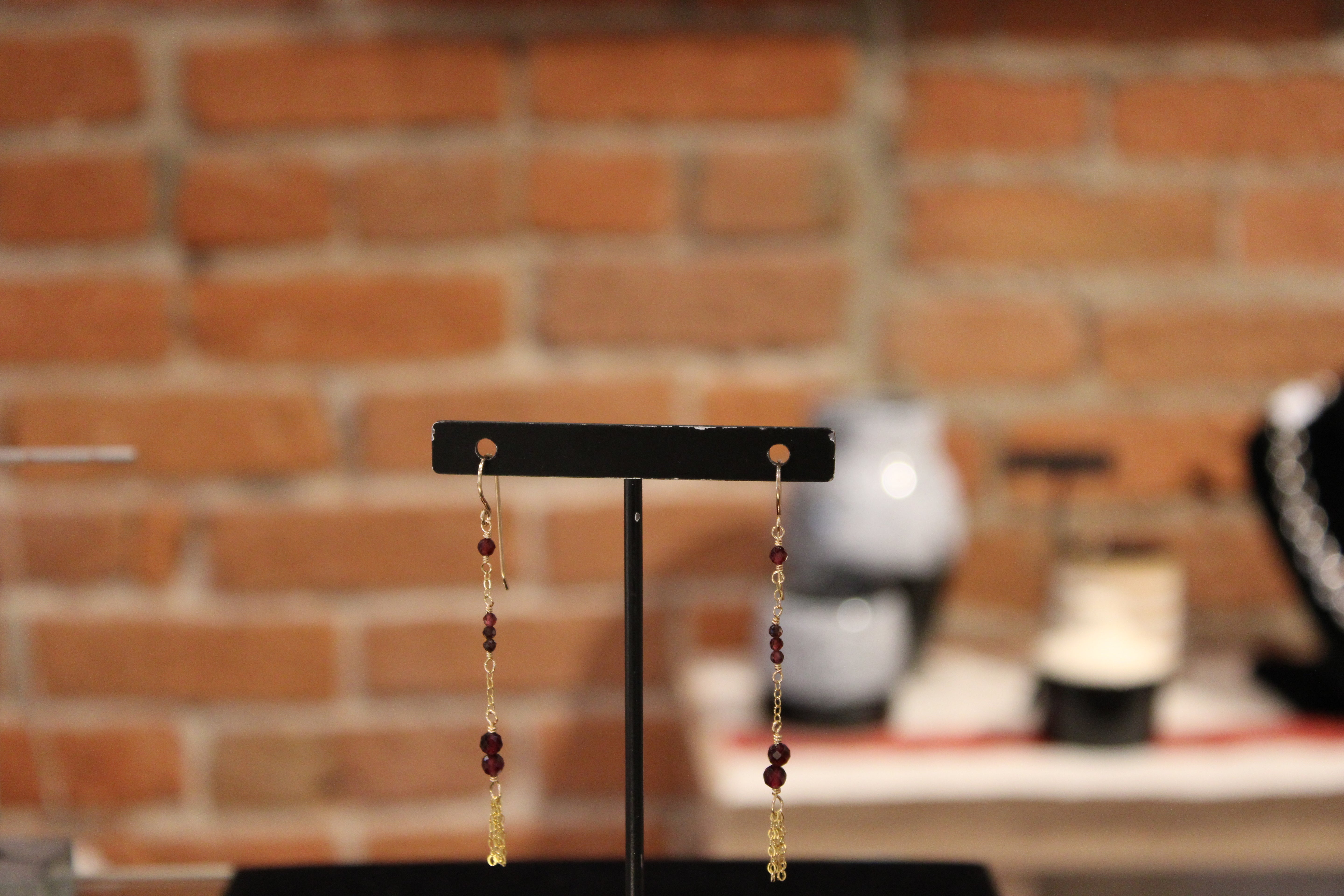 Garnet Drop With Chain Tassle