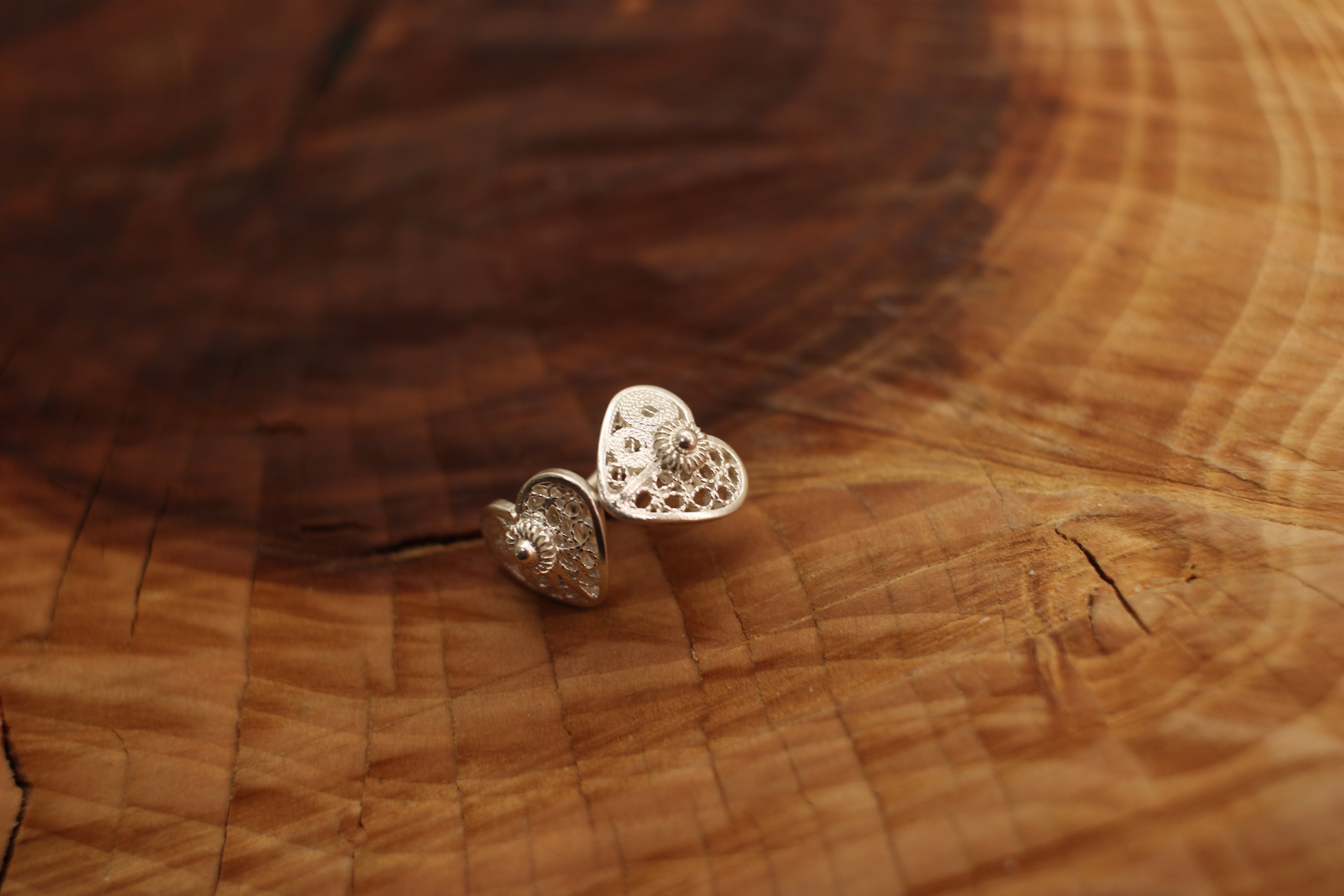 Filigree Heart Shaped Studs