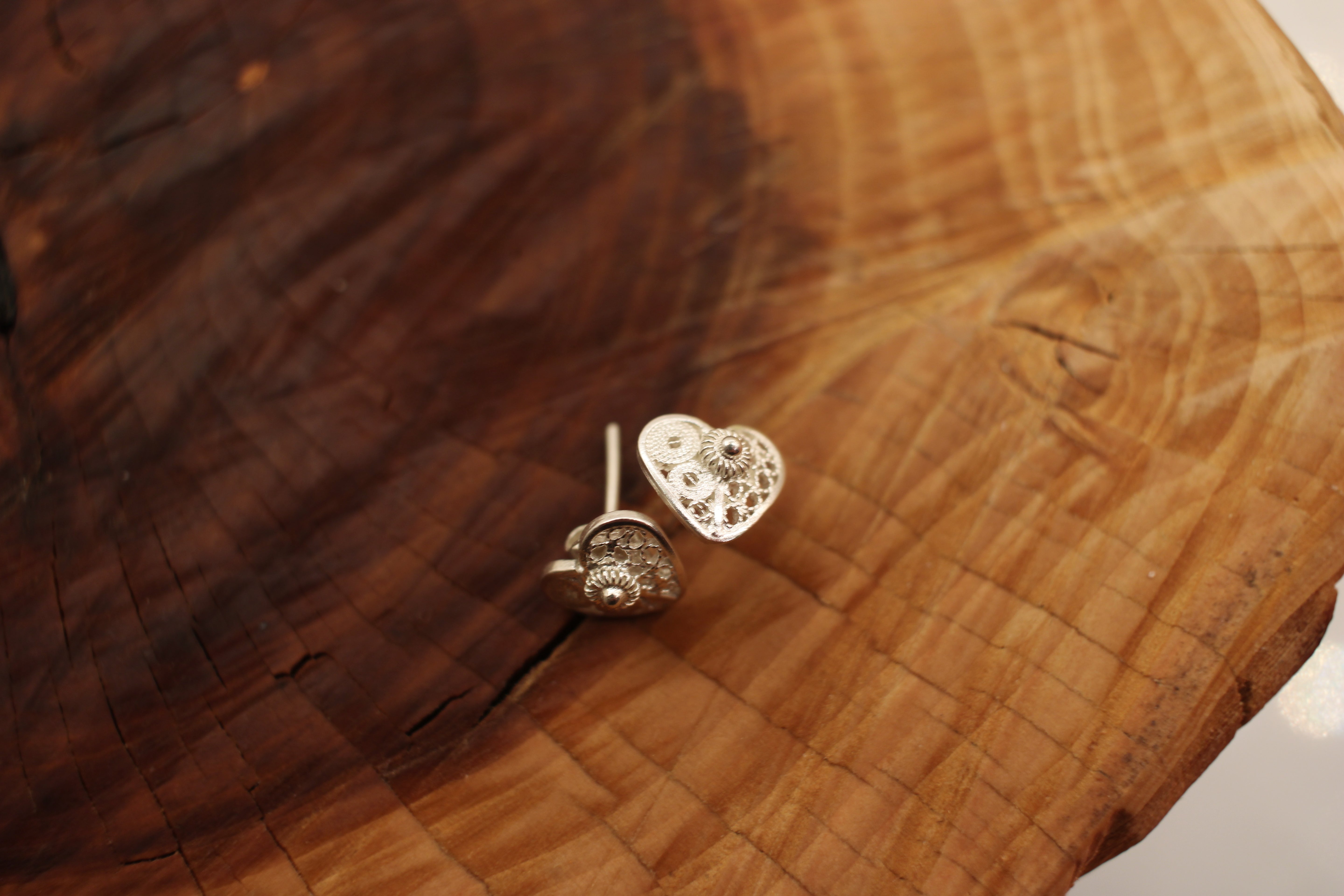 Filigree Heart Shaped Studs