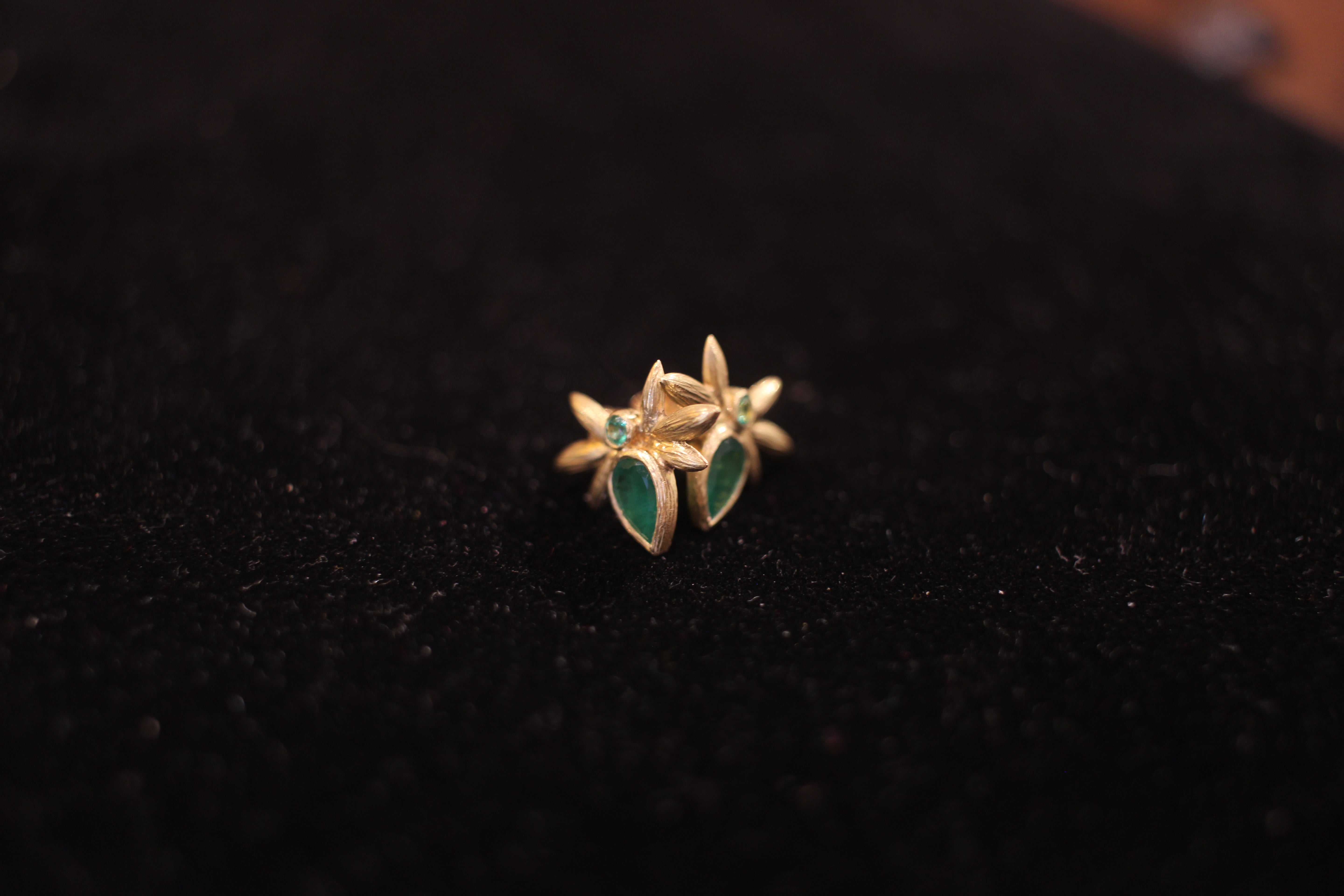 Petite Emerald Petal Stud Earrings